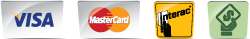 Visa, Mastercard, Interac, cash