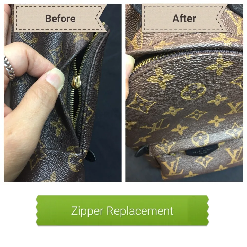 Monogram bag, before and after a zipper replacement